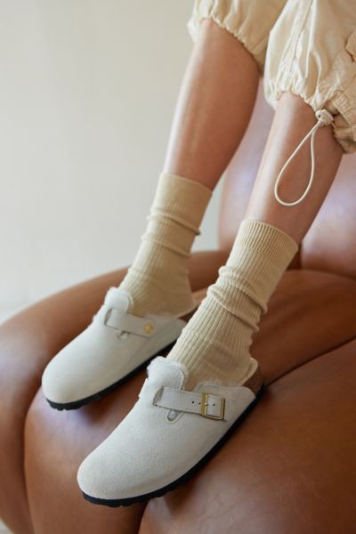 Birkenstock Boston Vl Clogs In Antique White