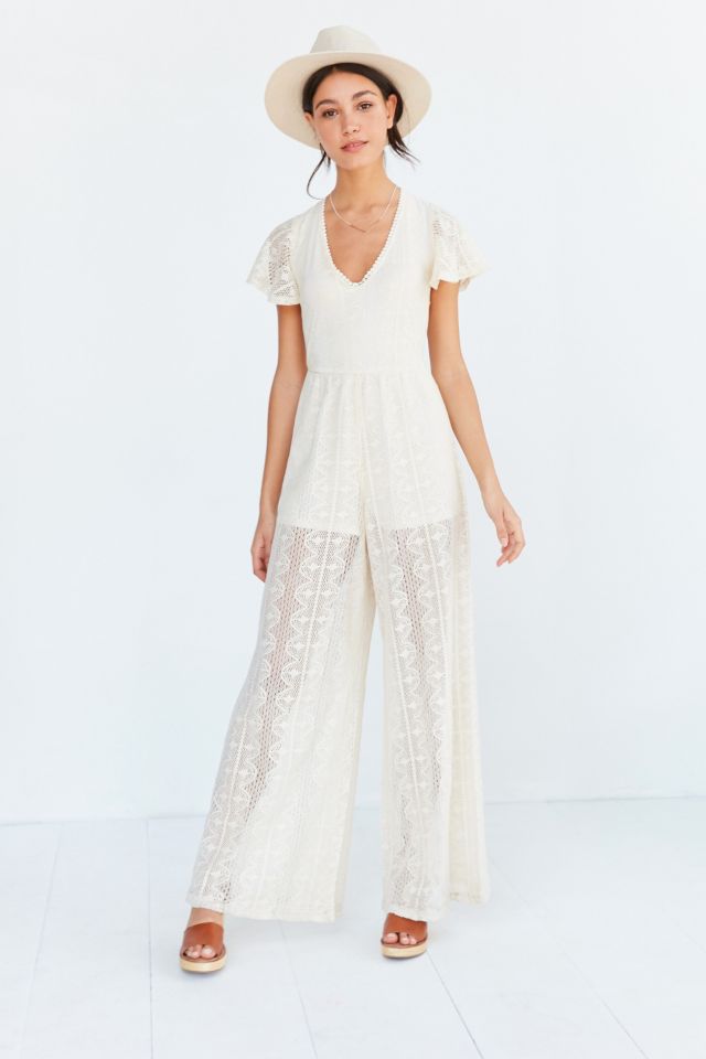 BOG Collective Lace Flutter-Sleeve Jumpsuit #1