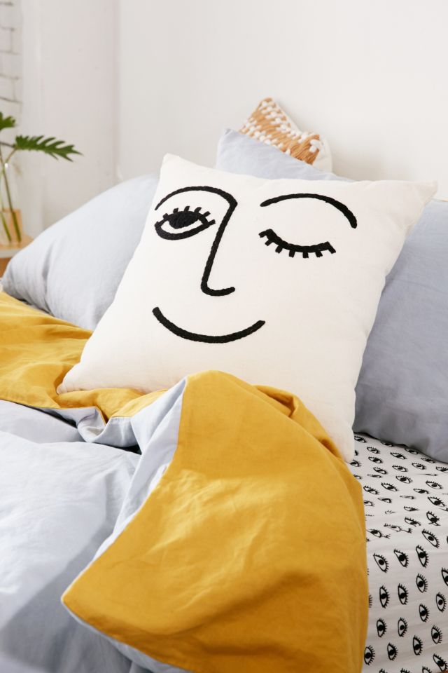 Winky Embroidered Pillow #1