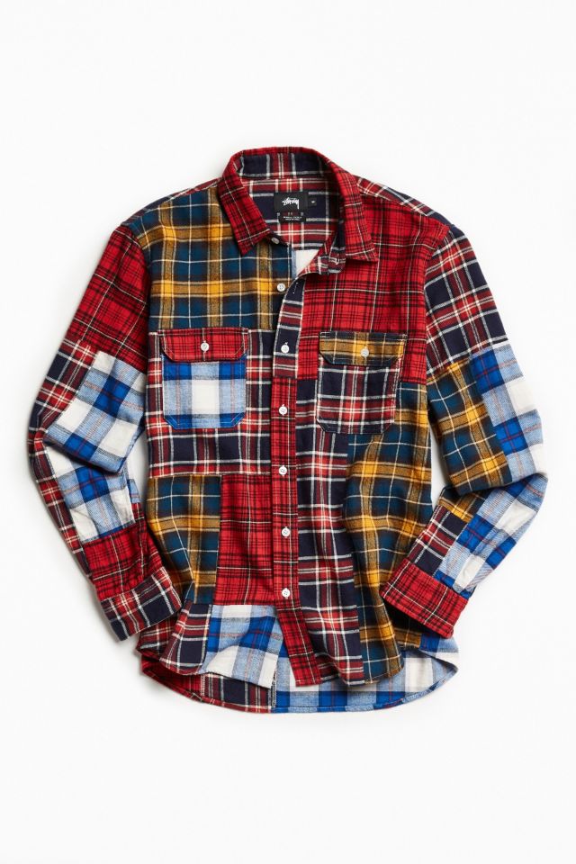 Stussy Mixed Plaid Flannel Button-Down Shirt | Urban