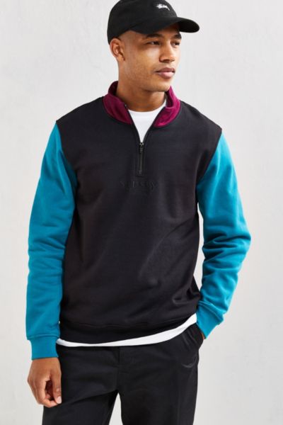 Stussy Embroidered Half-Zip Mock Neck Sweatshirt | Urban