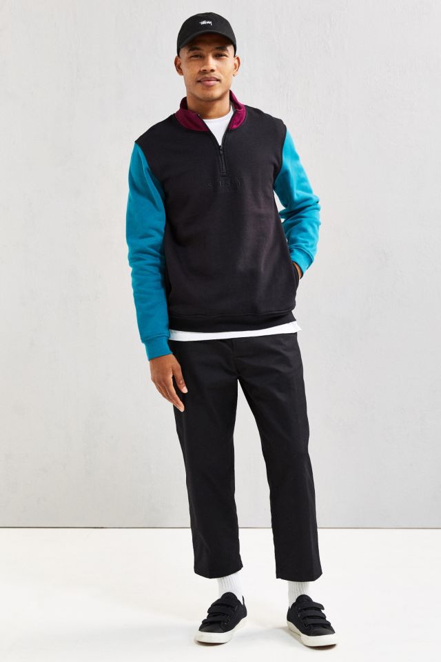 Stussy Embroidered Half-Zip Mock Neck Sweatshirt