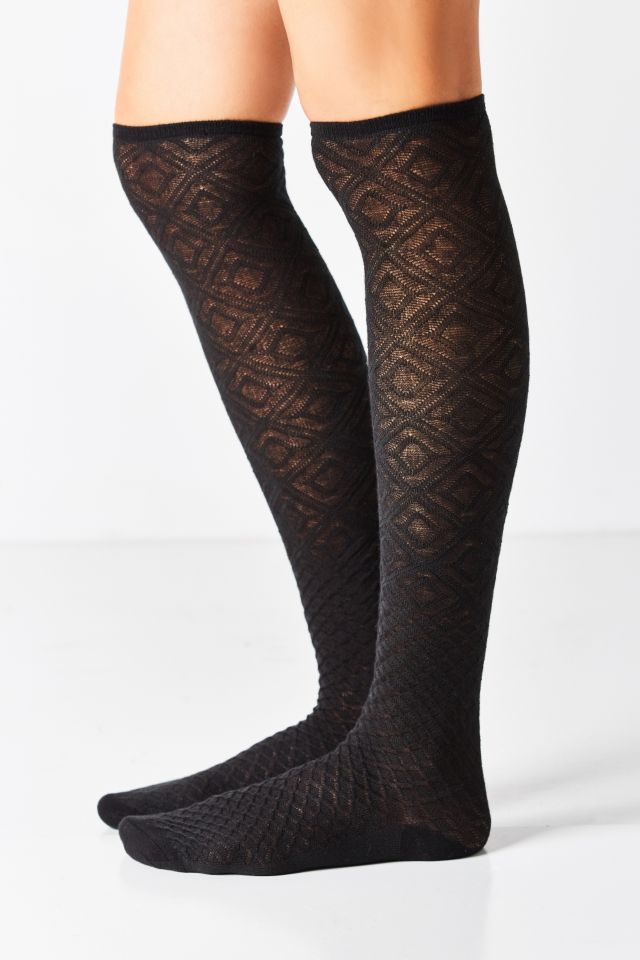 Chaussettes montantes avec bordures côtelées à motifs géométriques mélangés #1