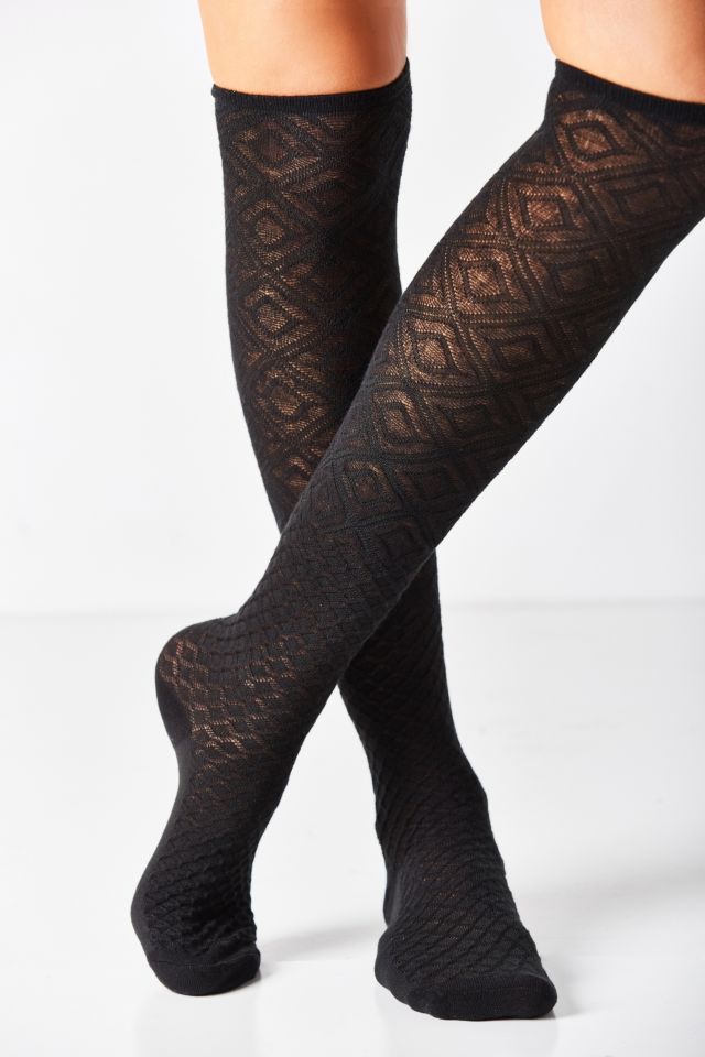 Chaussettes montantes avec bordures côtelées à motifs géométriques mélangés #4