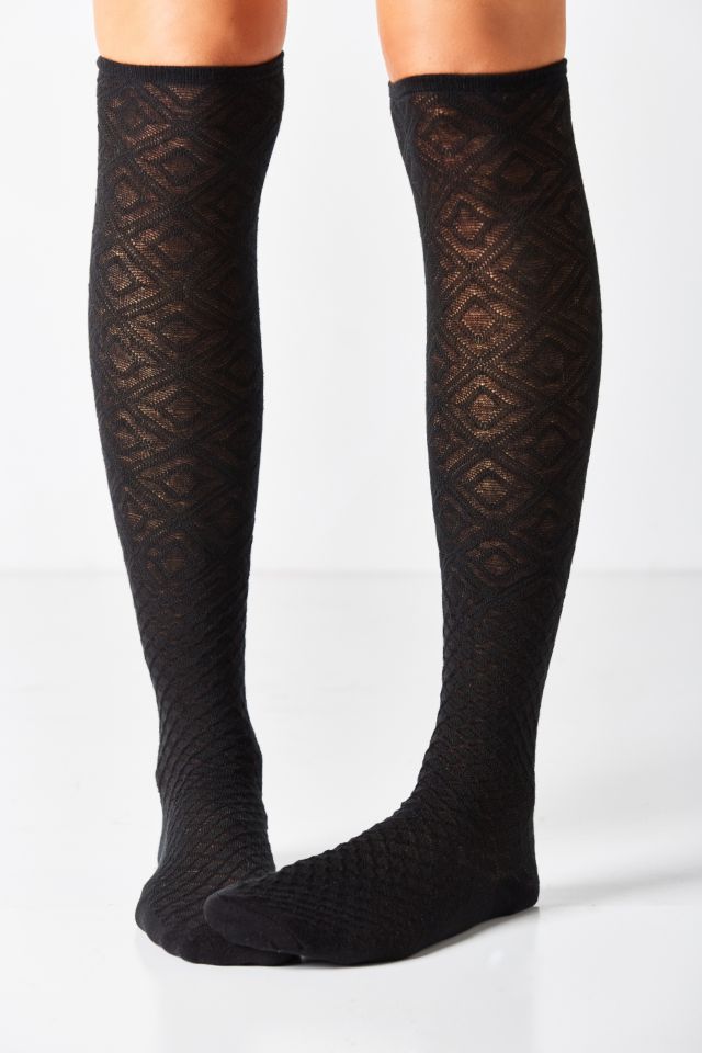 Chaussettes montantes avec bordures côtelées à motifs géométriques mélangés #5