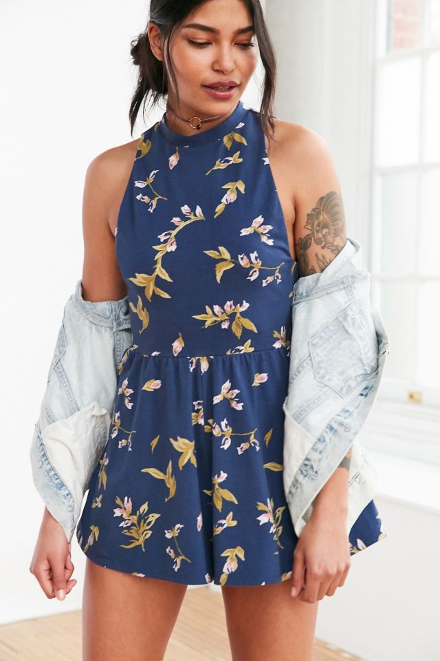 Combishort à fleurs et à col montant Rebecca Kimchi Blue #1