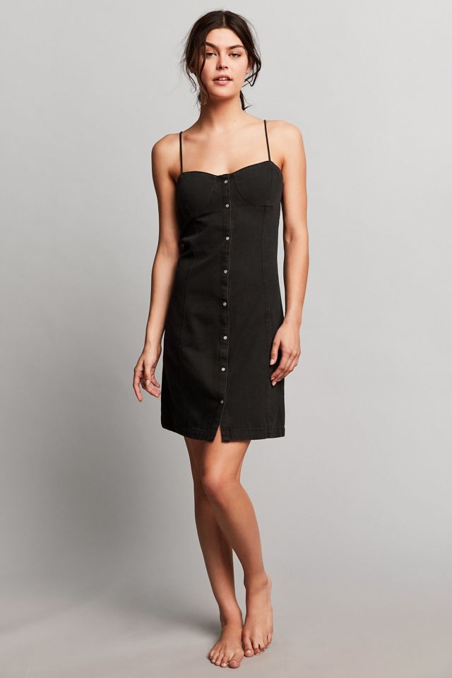 calvin klein black denim dress Womens Calvin Klein Black Long Sleeve Denim Mini Dress S (US 4-6)