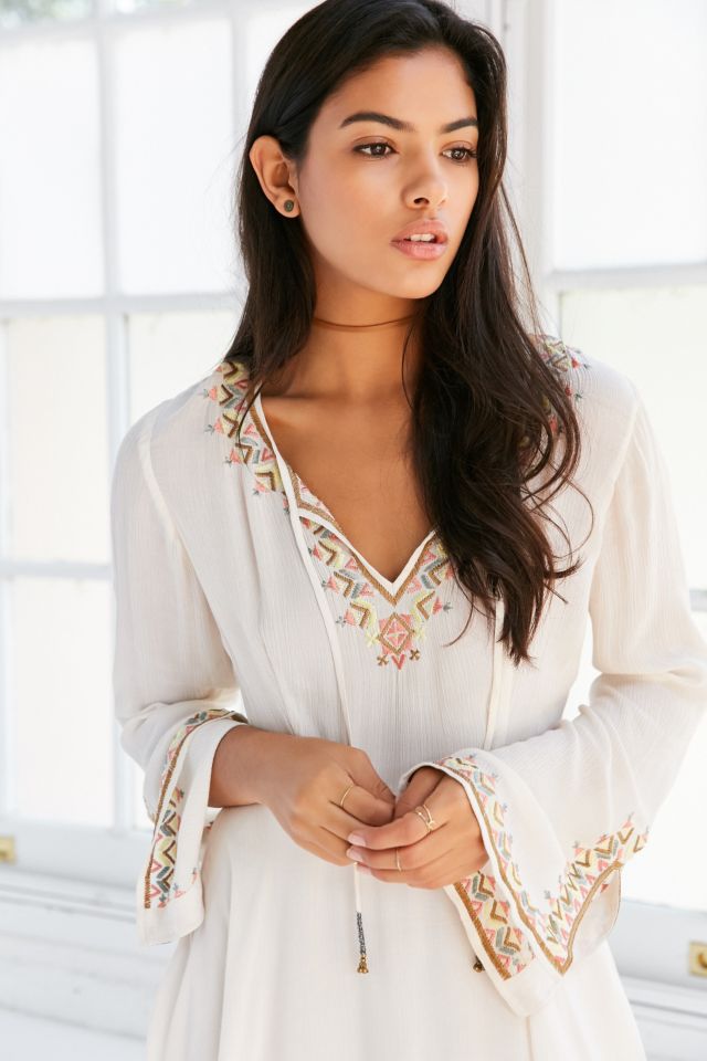 Ecote Holly Embroidered Bell-Sleeve Mini Dress #2