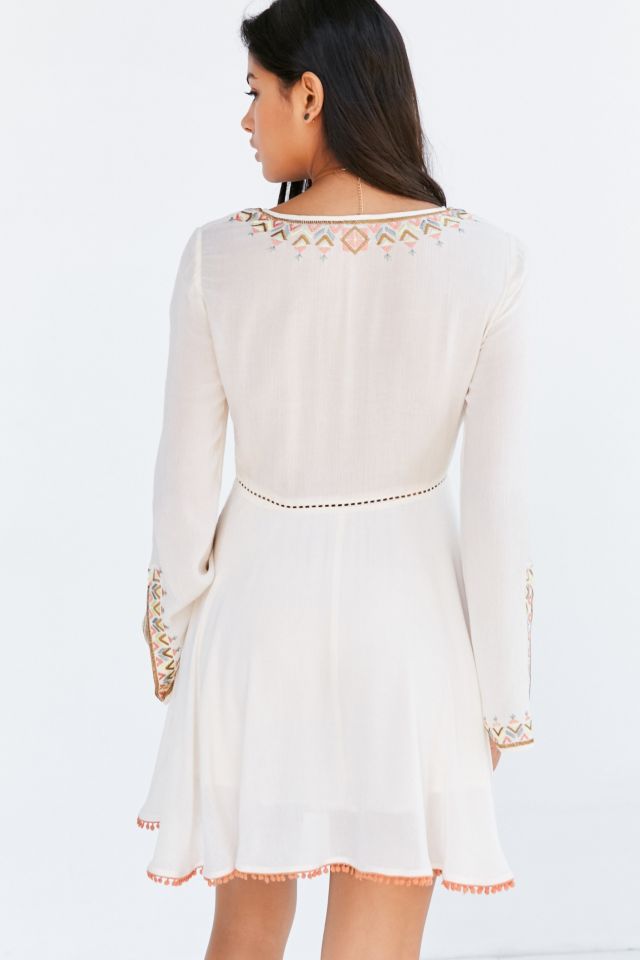 Ecote Holly Embroidered Bell-Sleeve Mini Dress #3