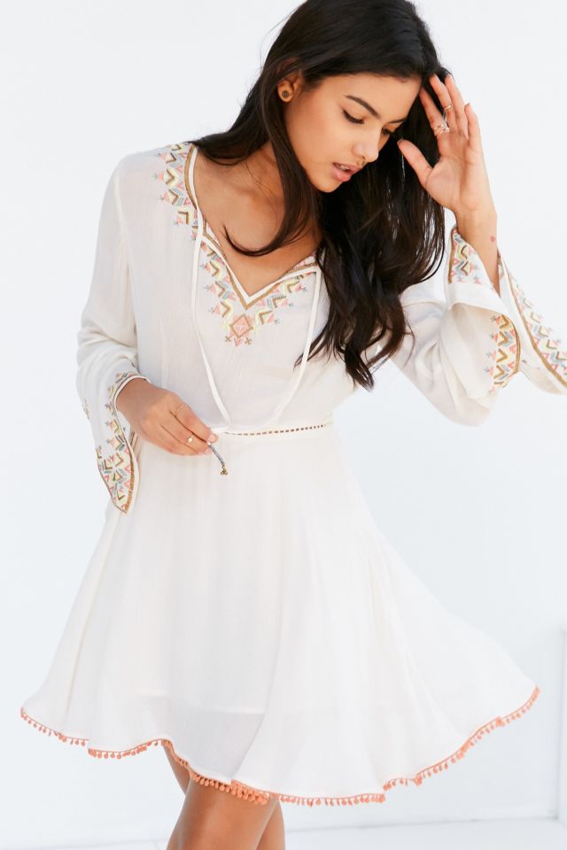 Ecote Holly Embroidered Bell-Sleeve Mini Dress #4