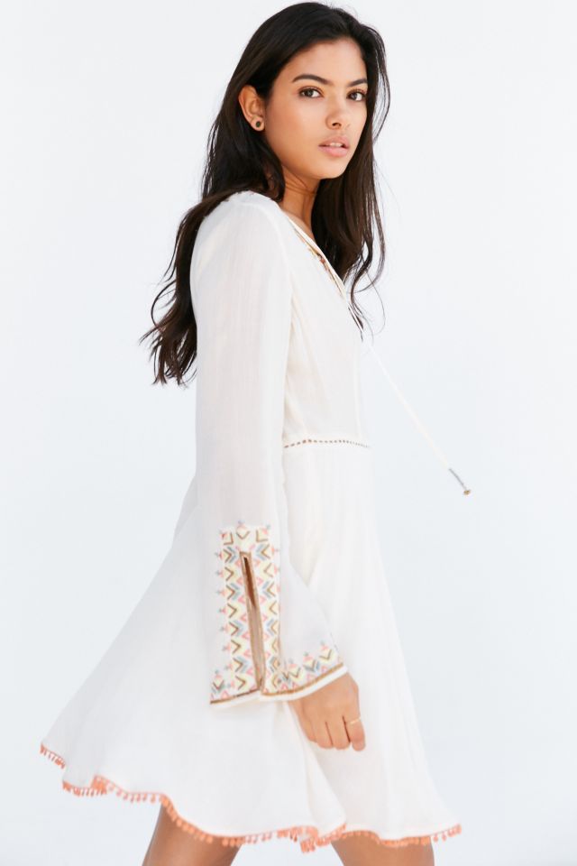 Ecote Holly Embroidered Bell-Sleeve Mini Dress #5