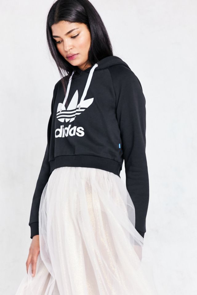 Adidas originals trefoil crop 2024 hoodie