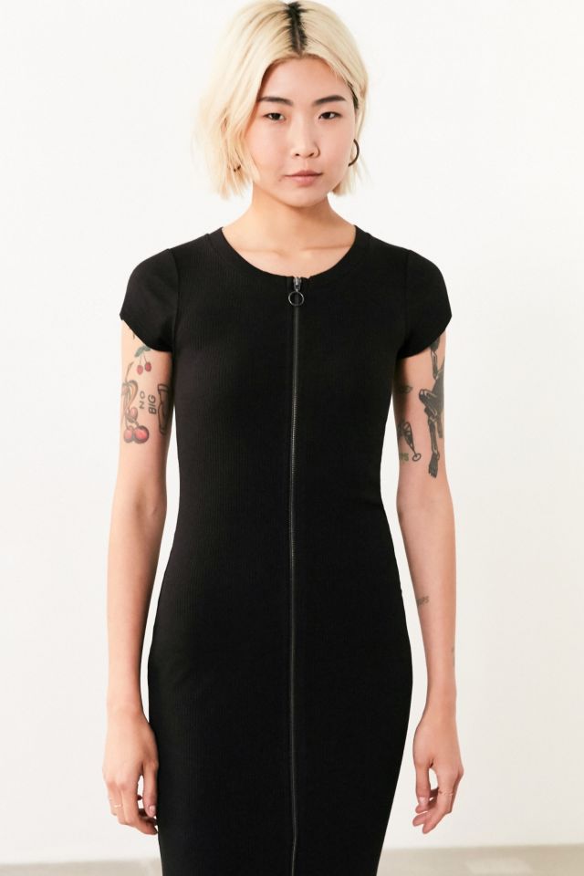 Silence + Noise Zada Zip-Up Bodycon Midi Dress #2