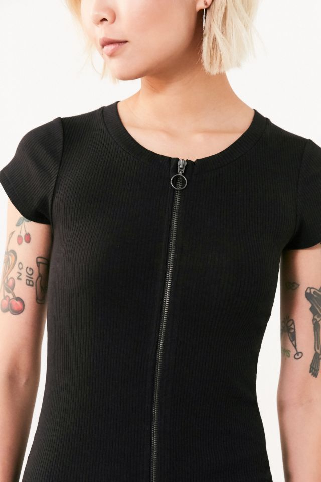 Silence + Noise Zada Zip-Up Bodycon Midi Dress #4