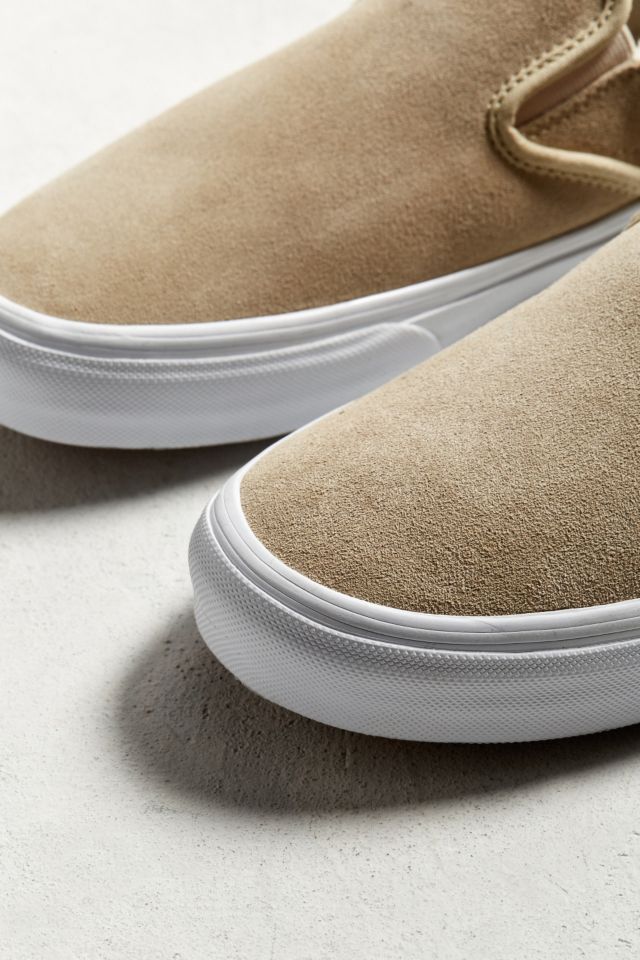 Tan fuzzy clearance slip on vans