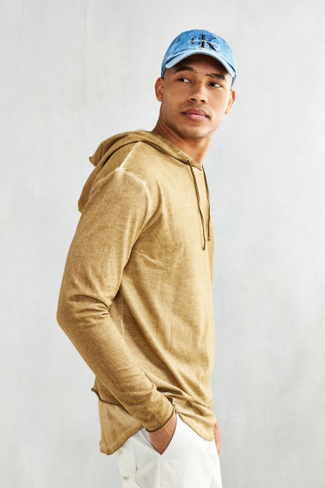 Washed Double Layer Hooded Long Sleeve Tee #2