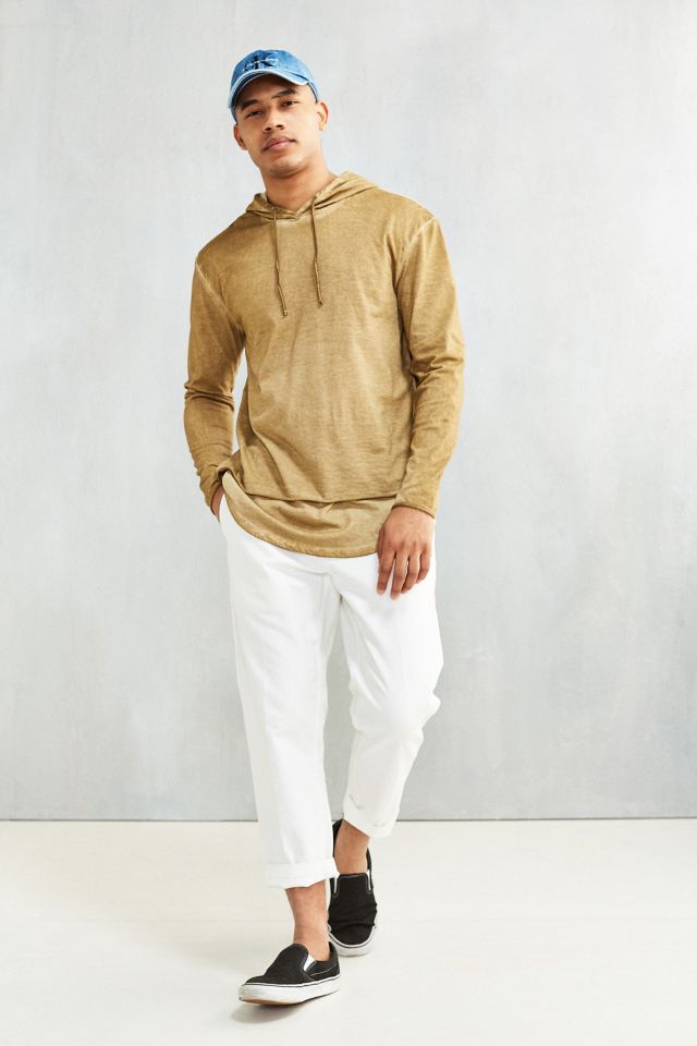 Washed Double Layer Hooded Long Sleeve Tee #5