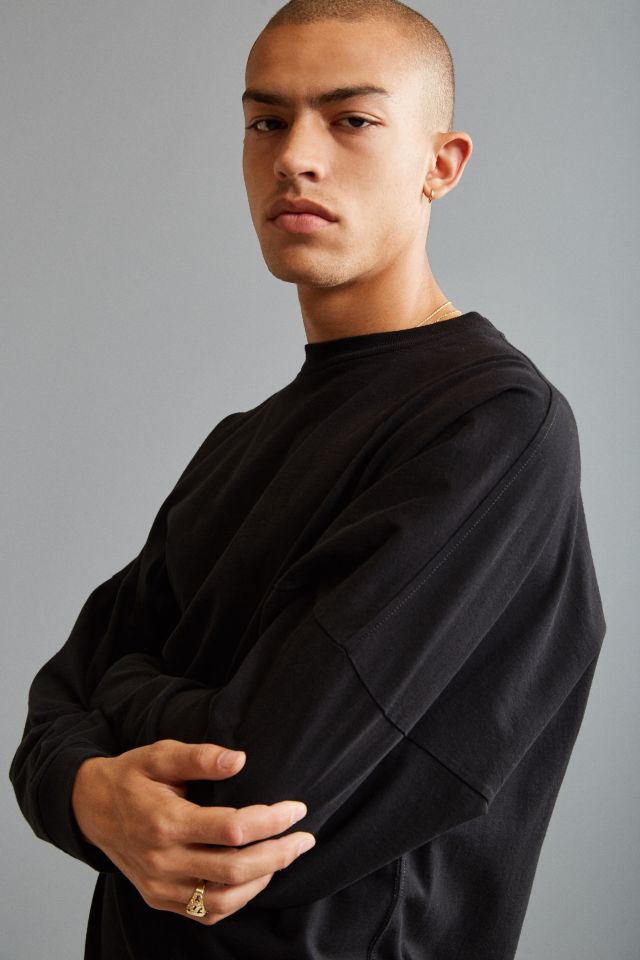 UO Box Drop Shoulder Solid Long Sleeve Tee