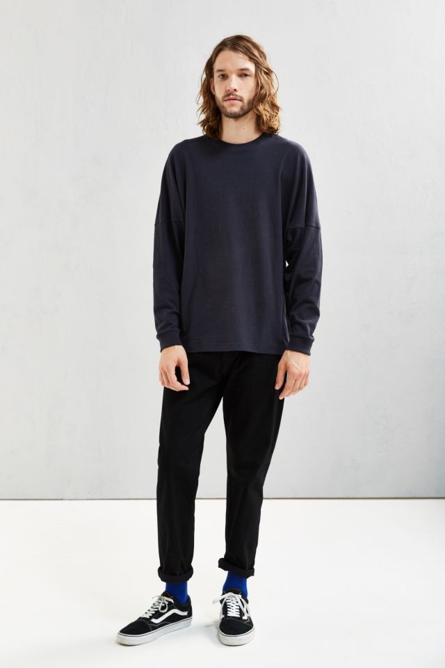 UO Box Drop Shoulder Solid Long Sleeve Tee