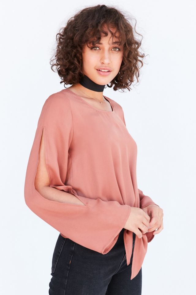 Silence + Noise Dani Split-Sleeve Tie-Front Blouse #4