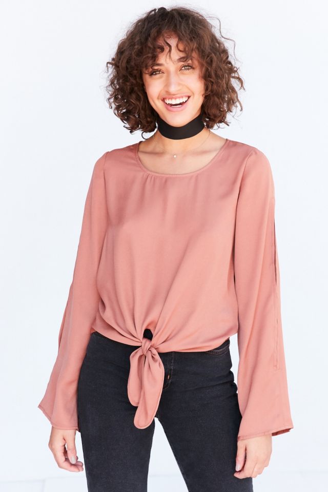 Silence + Noise Dani Split-Sleeve Tie-Front Blouse #5