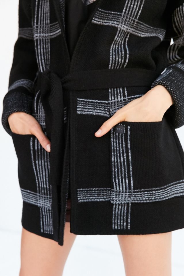 OBEY Flynt Plaid Wrap Sweater Coat #2