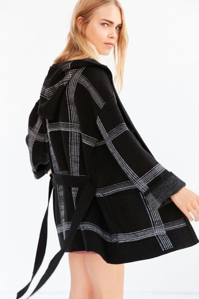 OBEY Flynt Plaid Wrap Sweater Coat #3