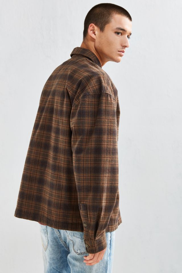 UO 1/4-Zip Plaid Flannel Over Shirt #3