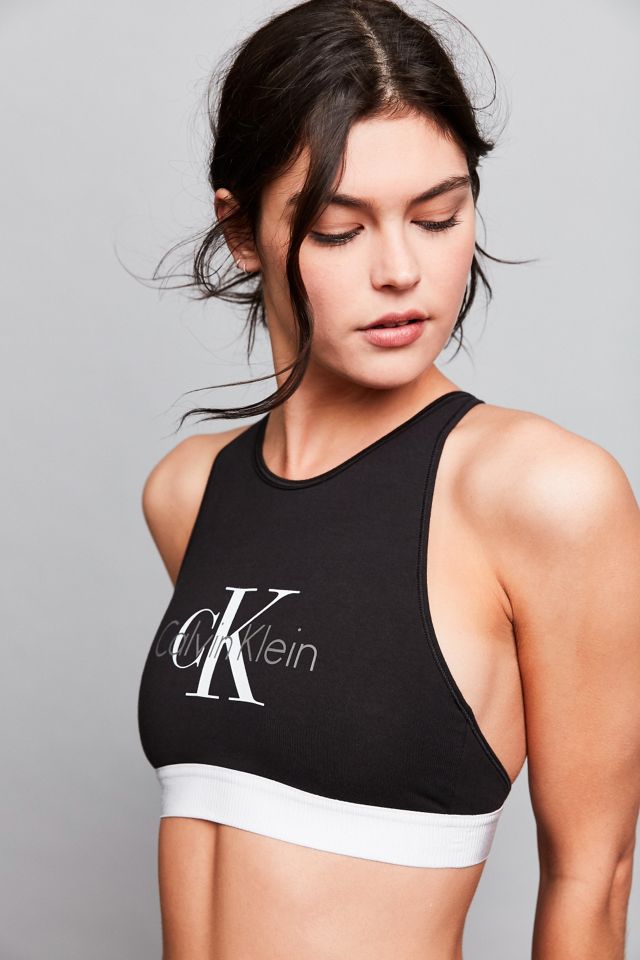 Calvin Klein Retro Logo High Neck Bra | Urban Outfitters Canada