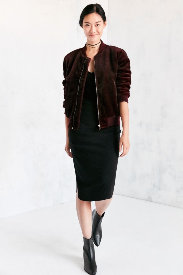 J.O.A. Faux Pony Hair Bomber Jacket #1