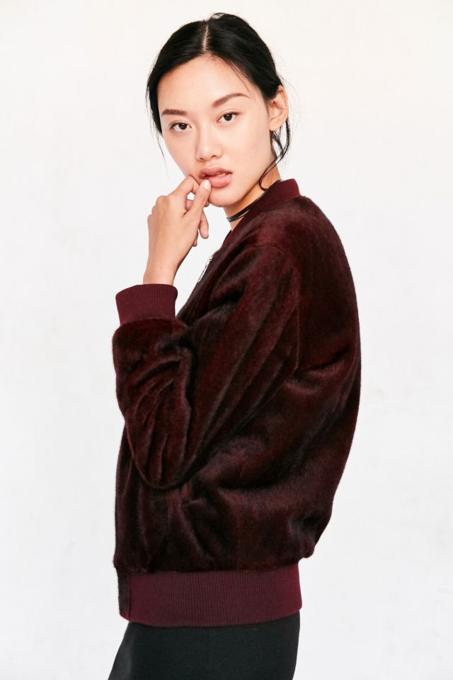 J.O.A. Faux Pony Hair Bomber Jacket #4