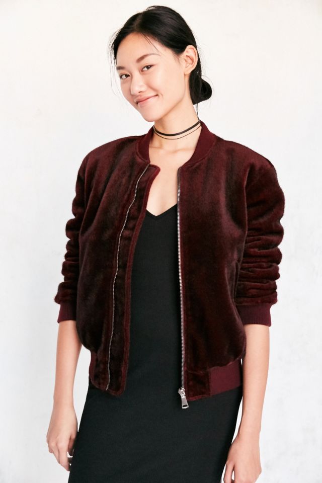 J.O.A. Faux Pony Hair Bomber Jacket #5
