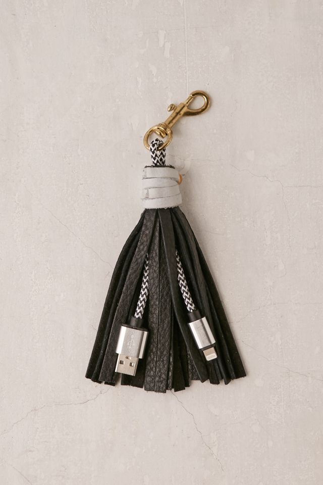 USB Leather Tassel Keychain + Charging Cord #1