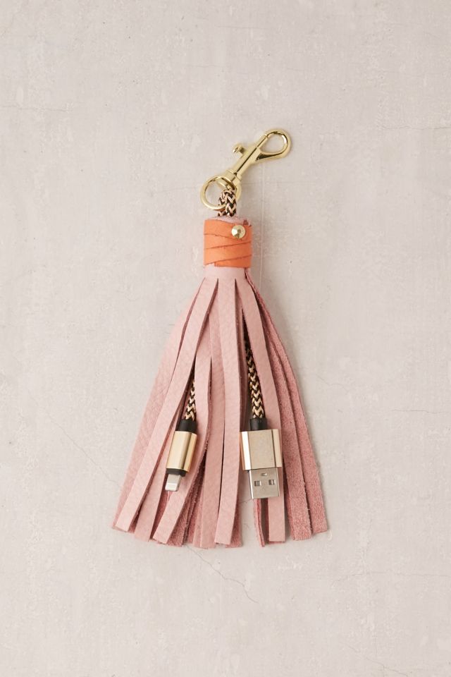 USB Leather Tassel Keychain + Charging Cord #1