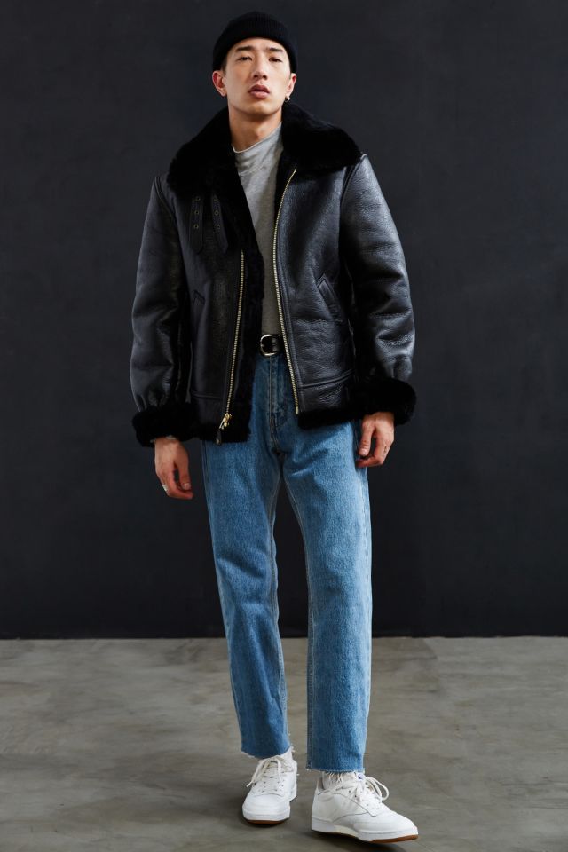 Blouson aviateur en peau de mouton B3 Schott #5