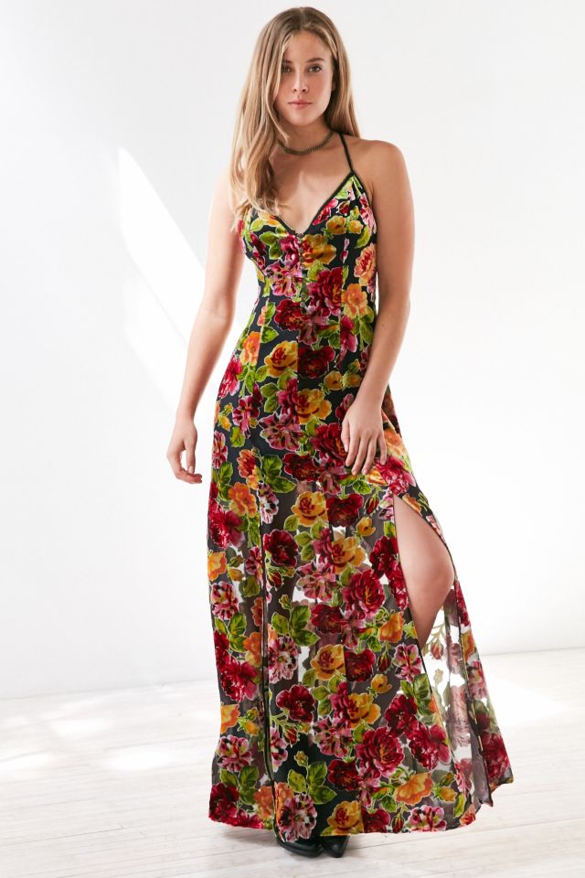 Ecote Lilyhandra Floral Velvet Burnout Maxi Dress #1
