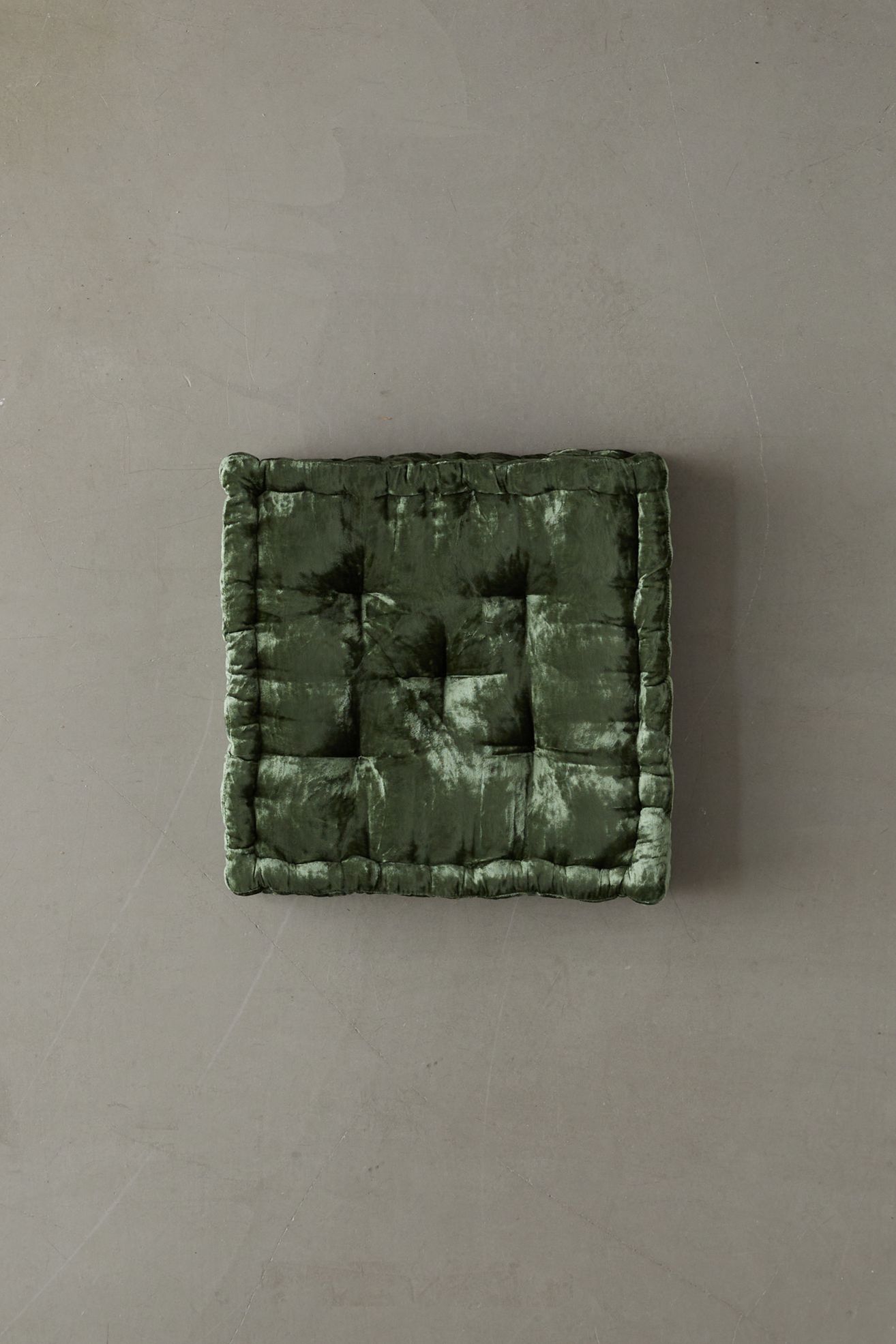 Ruthie Velvet Floor Pillow - Forest Green, 18X18
