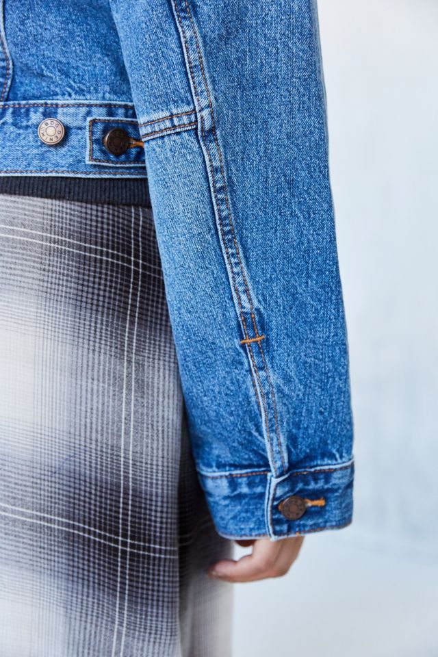 Blouson camionneur en denim à capuchon de coupe masculine 2 en 1 BDG #4