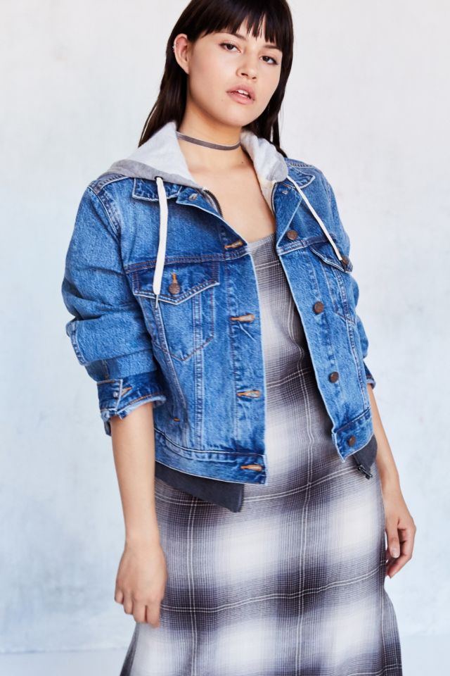 Blouson camionneur en denim à capuchon de coupe masculine 2 en 1 BDG #5