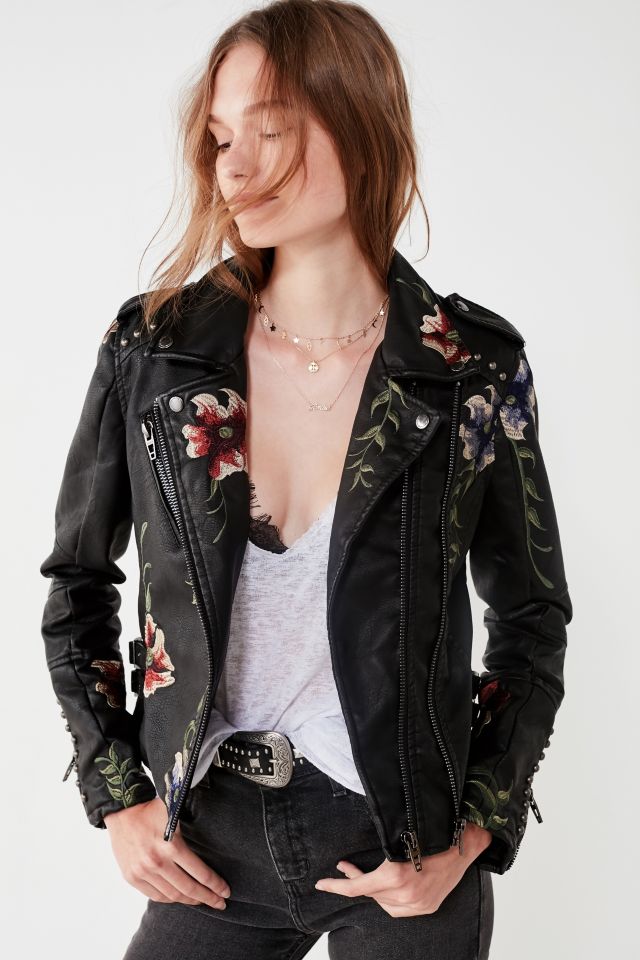 BLANKNYC As You Wish Floral Embroidered Moto Jacket #1