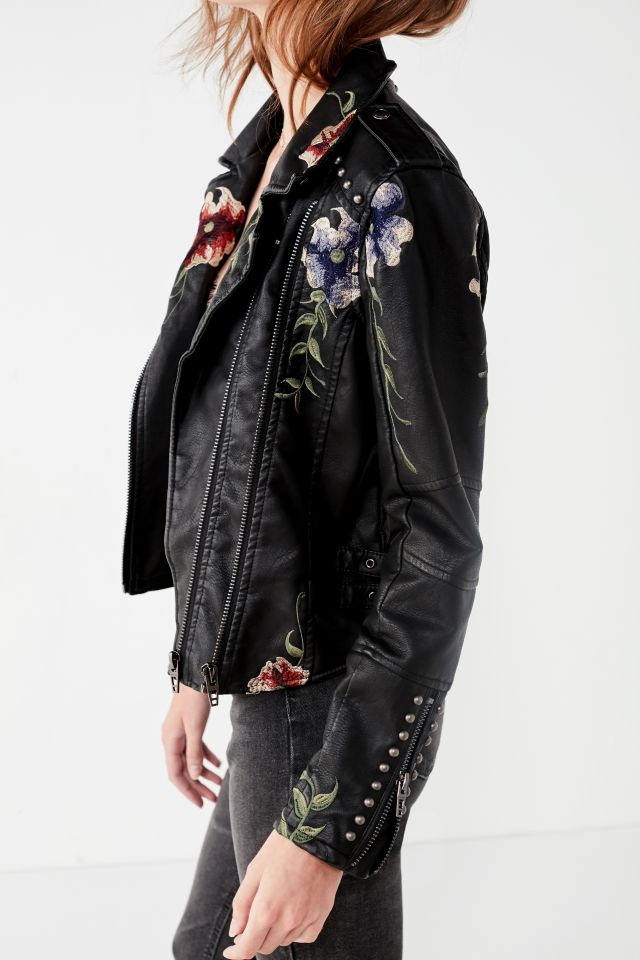 BLANKNYC As You Wish Floral Embroidered Moto Jacket #4