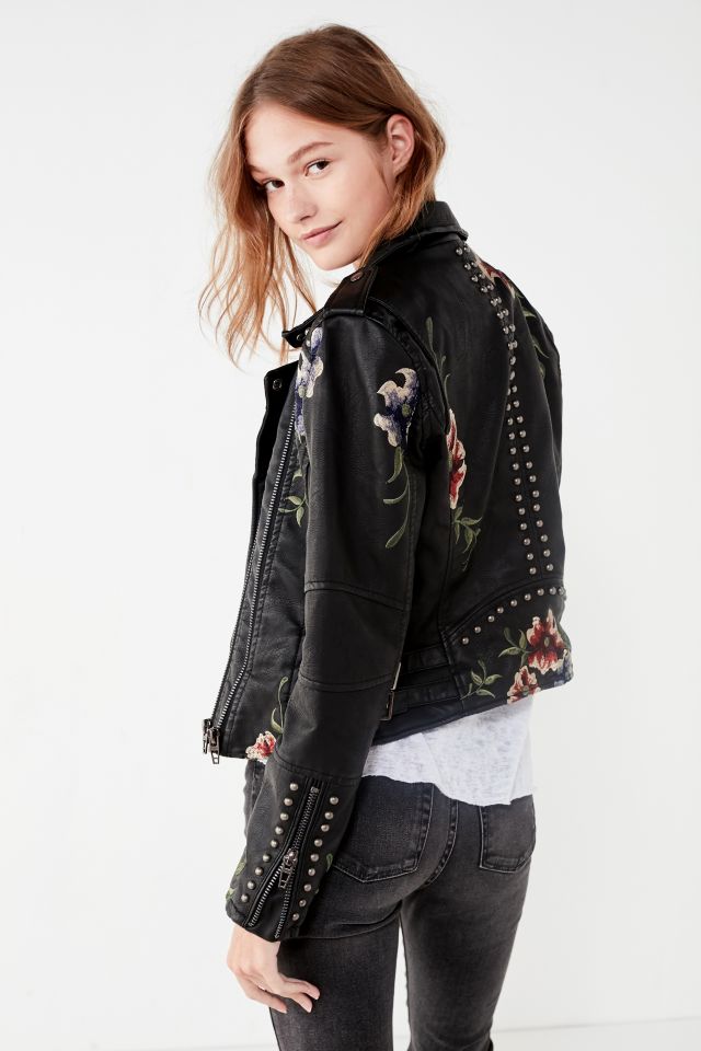 BLANKNYC As You Wish Floral Embroidered Moto Jacket #5