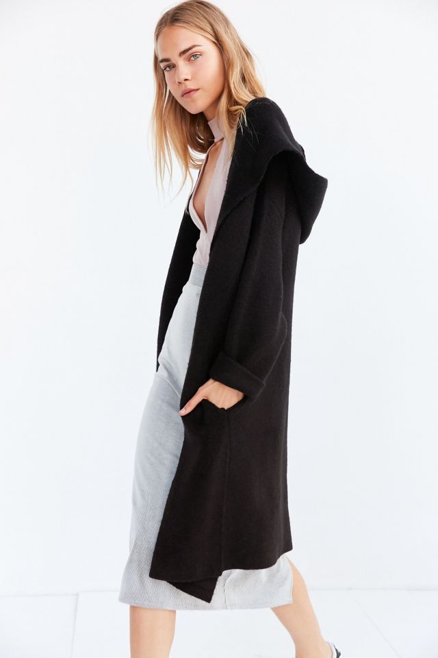 Sweater JNBY Textured Stretch Longline Hooded Cardigan Grey S
