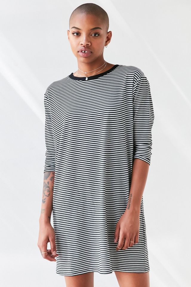 bdg t shirt dress Urban Outfitters BDG Striped Stretch Mini Crew Neck T-Shirt Dress Juniors  Large