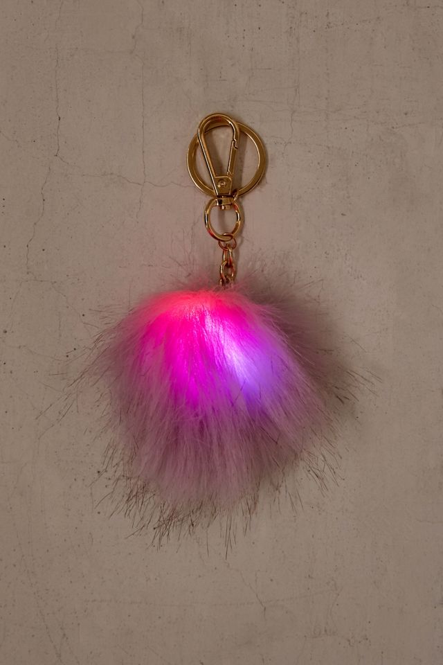 Light-Up Faux Fur Pom Pom Keychain #1
