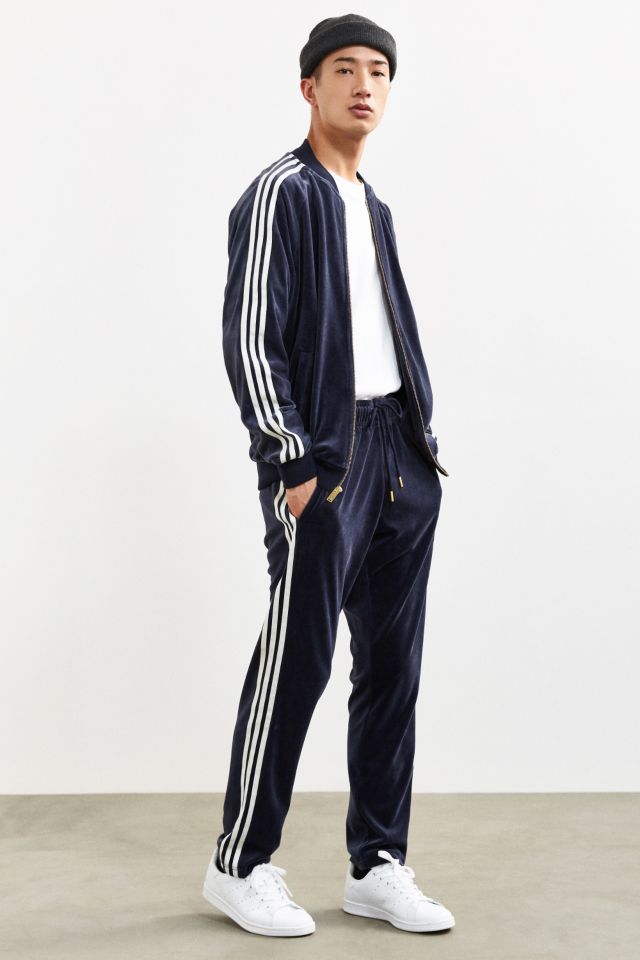 Adidas velour tracksuit on sale blue