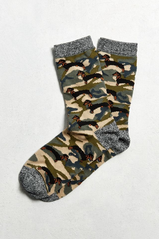 Camo Dachshund Sock | Urban Outfitters
