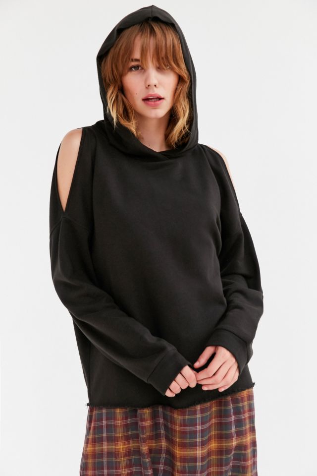 Cold shoulder sweatshirt with hood best sale