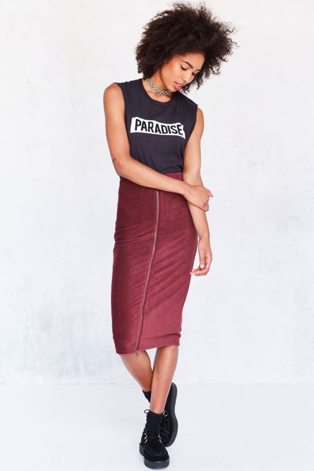 Cooperative Cordacious Zip Bodycon Midi Skirt Urban Outfitters