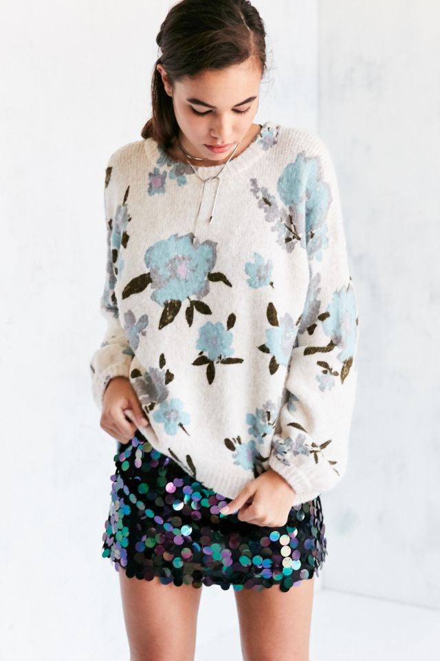 Blue floral outlet sweater